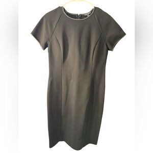 Brooks Brothers Classic Essential Stretch Sheath Dress Leather Trim Size 8 Pre-O
